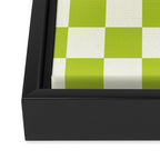 Retro vintage check: neon green and ice cream white Framed Canvas Print Gallery Image 3