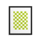 Retro vintage check: neon green and ice cream white Framed Art Print Gallery Image 6