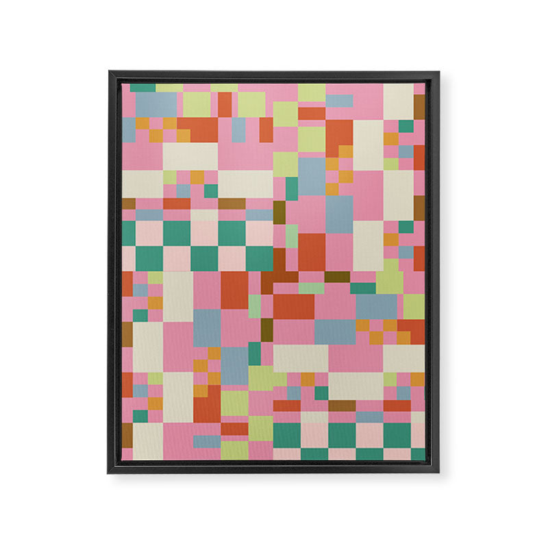Retro vintage checkered geometric pattern Framed Canvas Print Gallery Image 8
