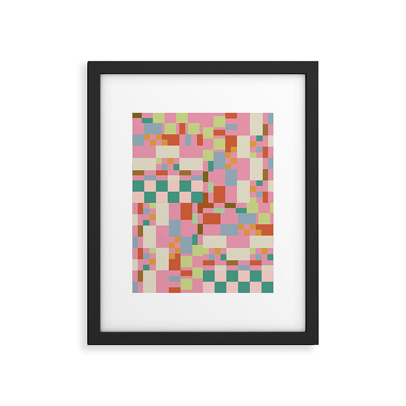 Retro vintage checkered geometric pattern Framed Art Print Gallery Image 6