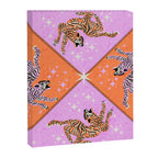 Retro vintage flying tiger geometric illustration in pink and orange background  Canvas Print Gallery Image 8