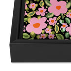 Retro vintage pink daisies pattern  Framed Canvas Print Gallery Image 3