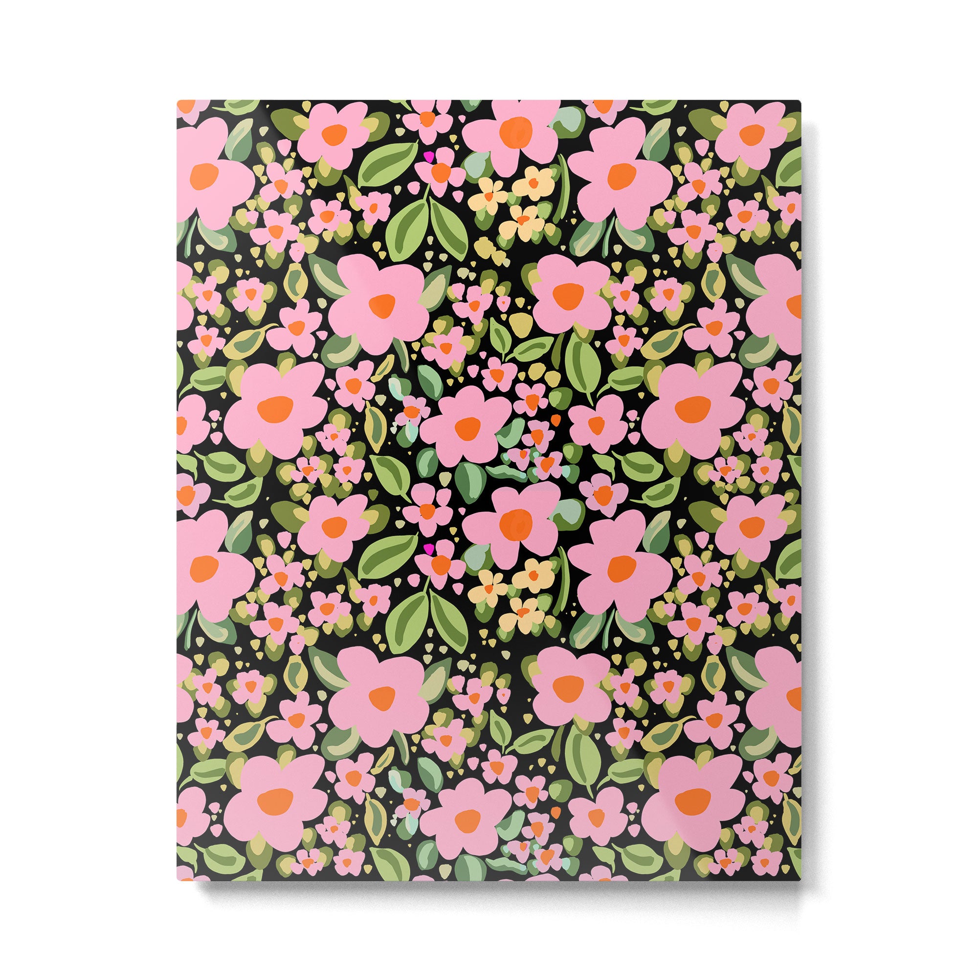 Retro vintage pink daisies pattern  Metal Print Gallery Image 6