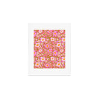 Retro vintage pink daisies pattern  Art Print Gallery Image 1