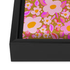 Retro vintage pink daisies pattern  Framed Canvas Print Gallery Image 3