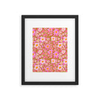Retro vintage pink daisies pattern  Framed Art Print Gallery Image 6