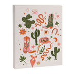 Retro Western-Inspired Pattern with Cacti, Snakes, and Cowboy Boots Canvas Print Gallery Image 8