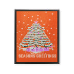 Seasons Greetings Snowy Christmas Tree with Presents Framed Canvas Print Gallery Image 8