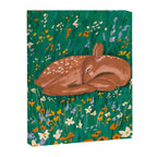Sleeping Deer in Wildflower Meadow Whimsical Nature Illustration Canvas Print Gallery Image 8