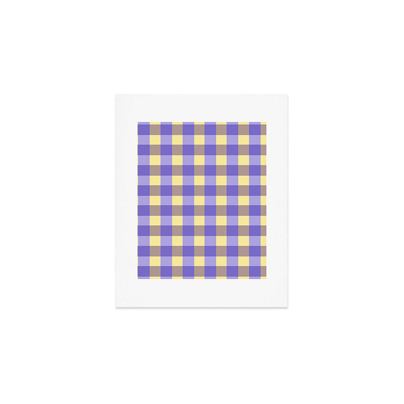Soft Gingham Check Pattern  Lavender Pale Yellow and Taupe Vintage Art Print Gallery Image 1