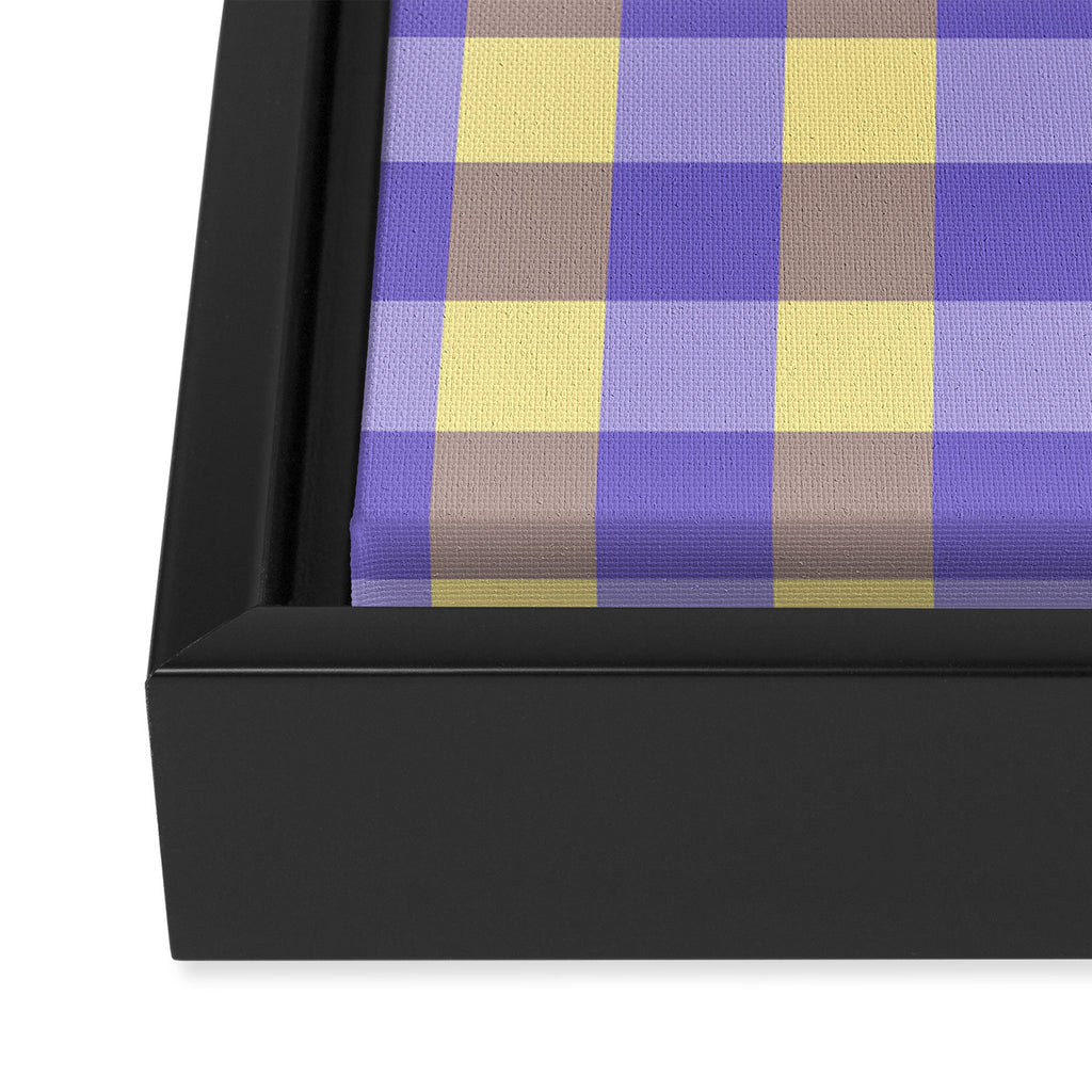 Soft Gingham Check Pattern  Lavender Pale Yellow and Taupe Vintage Framed Canvas Print Gallery Image 3