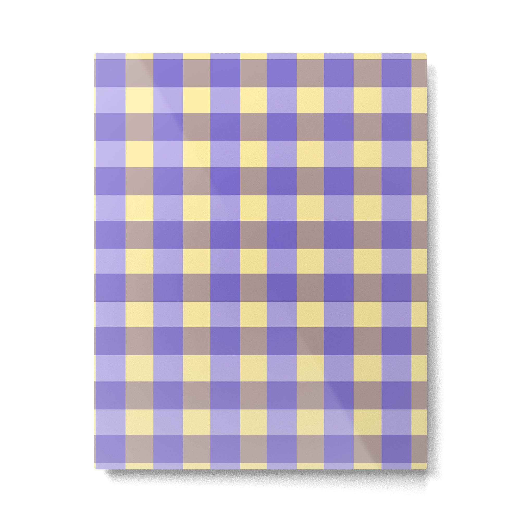 Soft Gingham Check Pattern  Lavender Pale Yellow and Taupe Vintage Metal Print Gallery Image 6