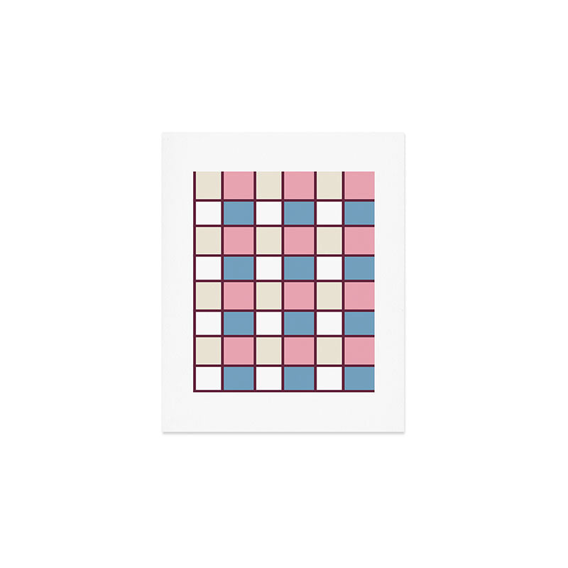 Soft Retro Grid Pattern Art Print Gallery Image 1