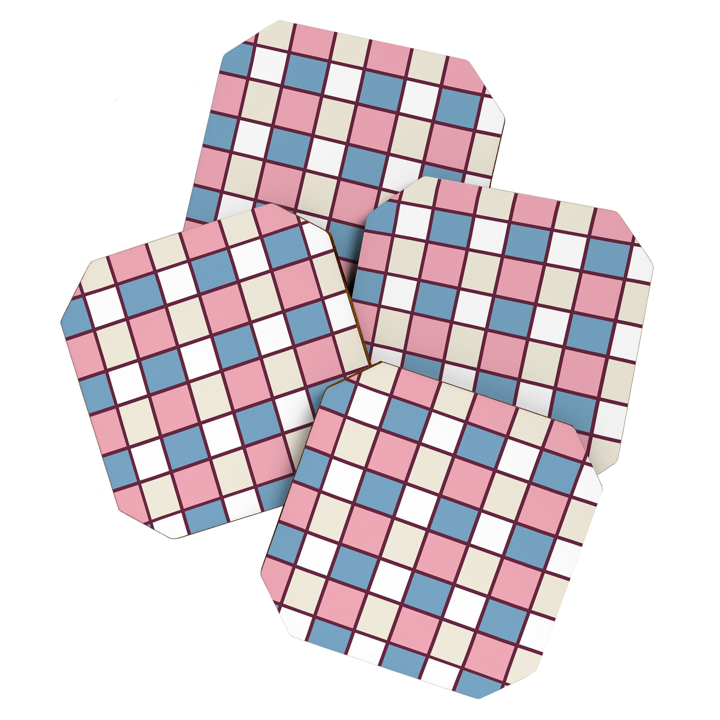 Soft Retro Grid Pattern Coaster Gallery Image 1