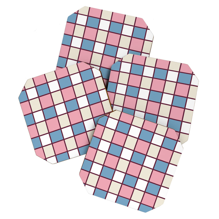 Soft Retro Grid Pattern Coaster Gallery Image 1