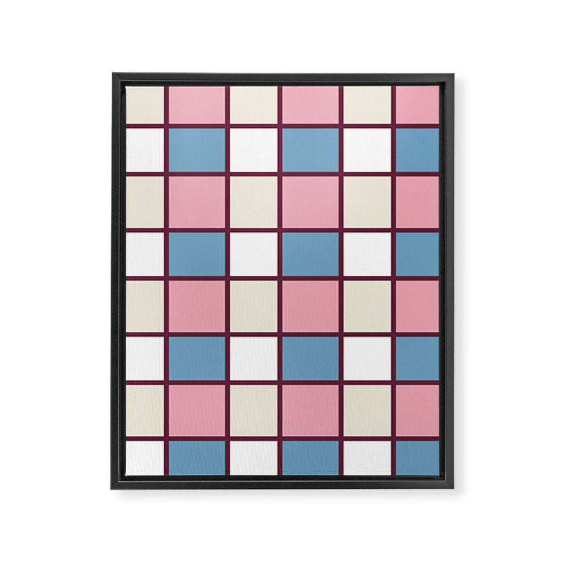 Soft Retro Grid Pattern Framed Canvas Print Gallery Image 8
