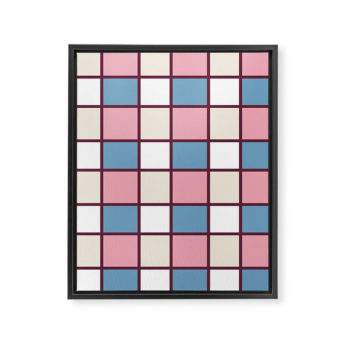 Soft Retro Grid Pattern Framed Canvas Print Gallery Image 1