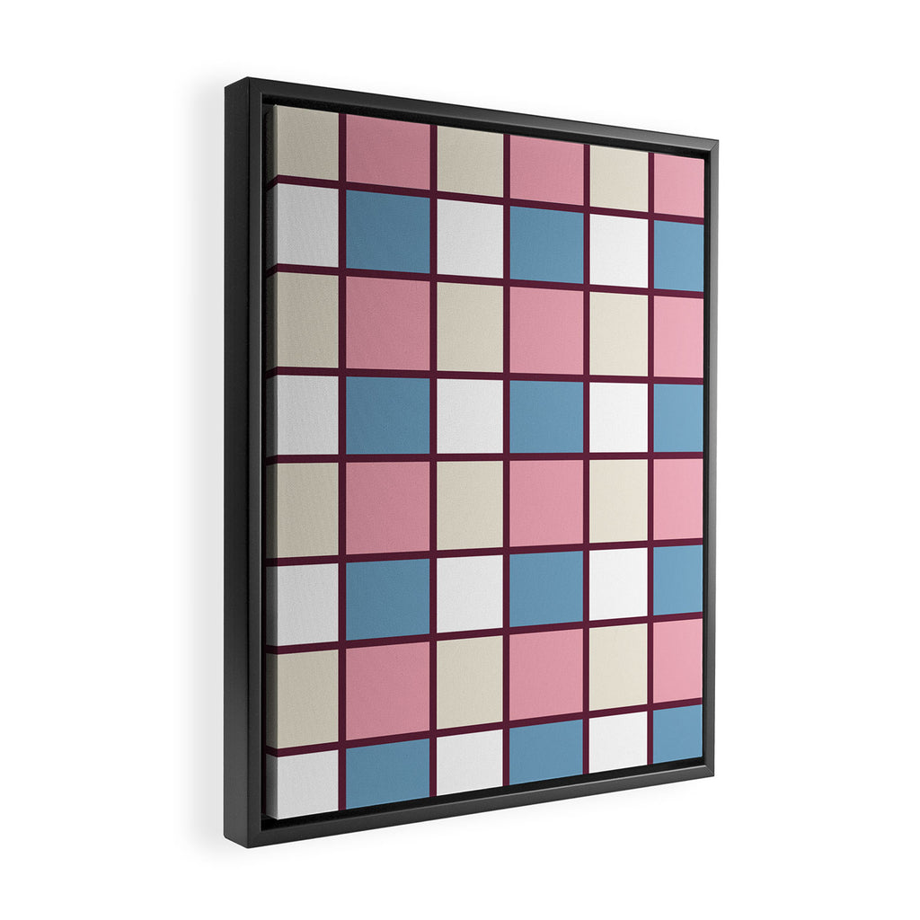 Soft Retro Grid Pattern Framed Canvas Print Gallery Image 2