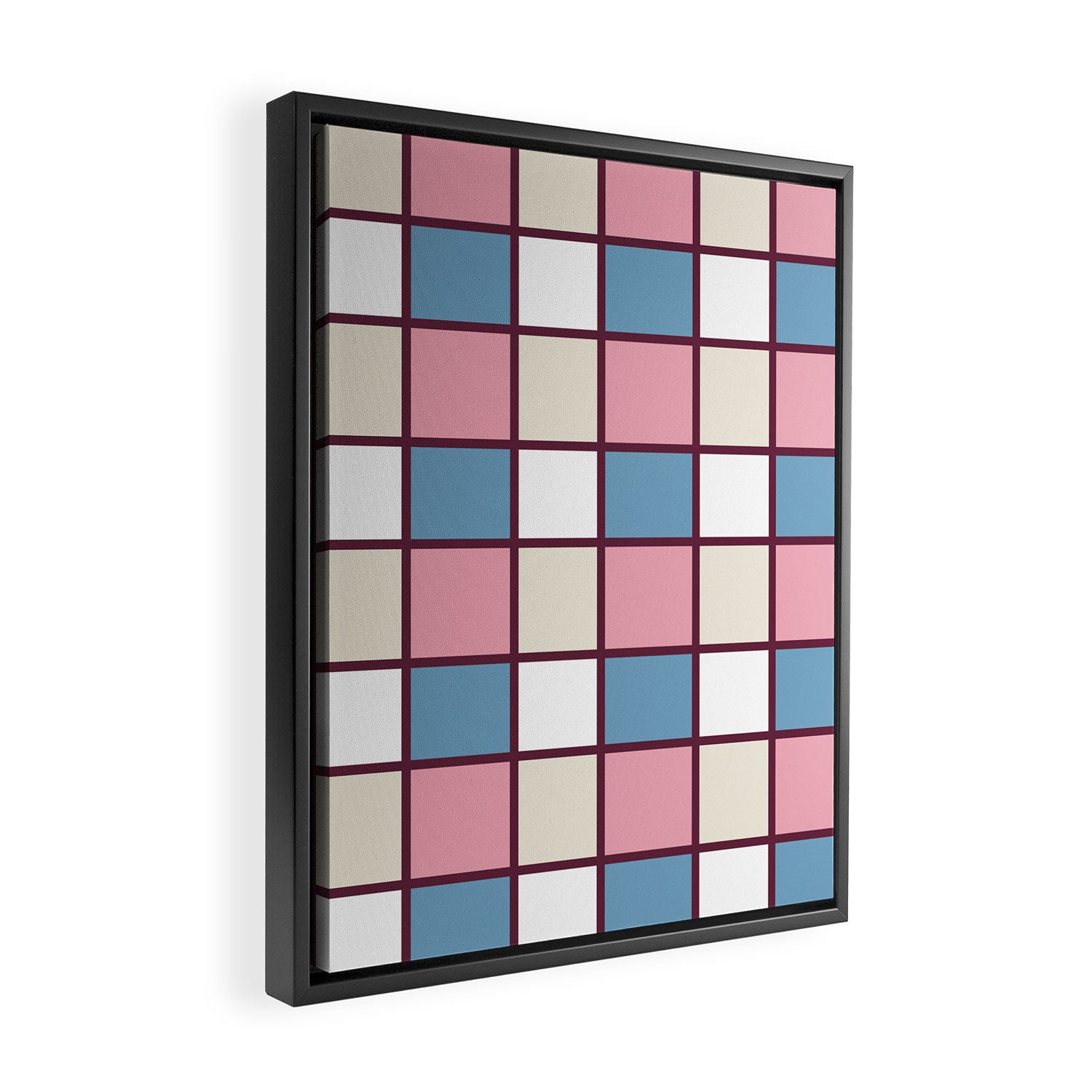 Soft Retro Grid Pattern Framed Canvas Print Gallery Image 2