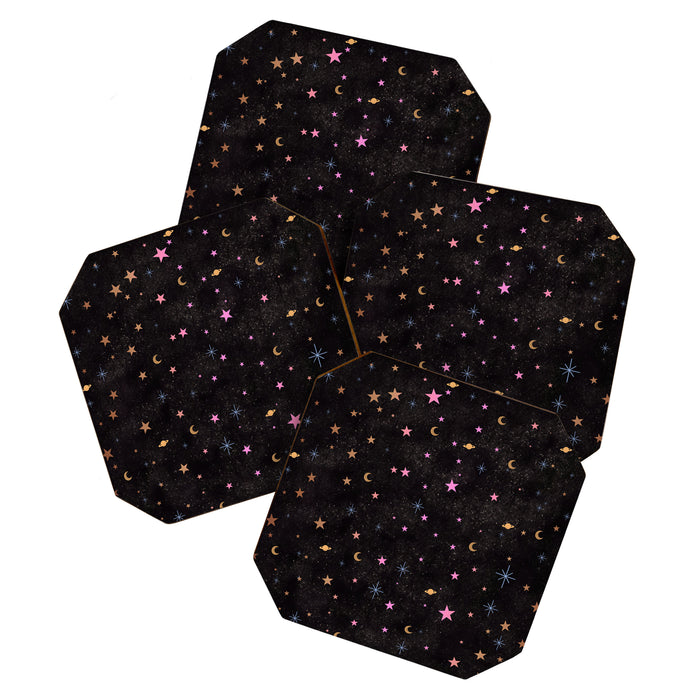 Spaces pattern with colourful stars moons and planets  Coaster Gallery Image 1