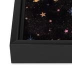 Spaces pattern with colourful stars moons and planets  Framed Canvas Print Gallery Image 3