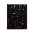 Spaces pattern with colourful stars moons and planets  Framed Canvas Print Gallery Image 8