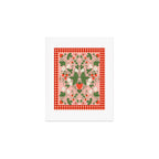 Strawberry Picnic Pattern with Gingham Border Art Print Gallery Image 1