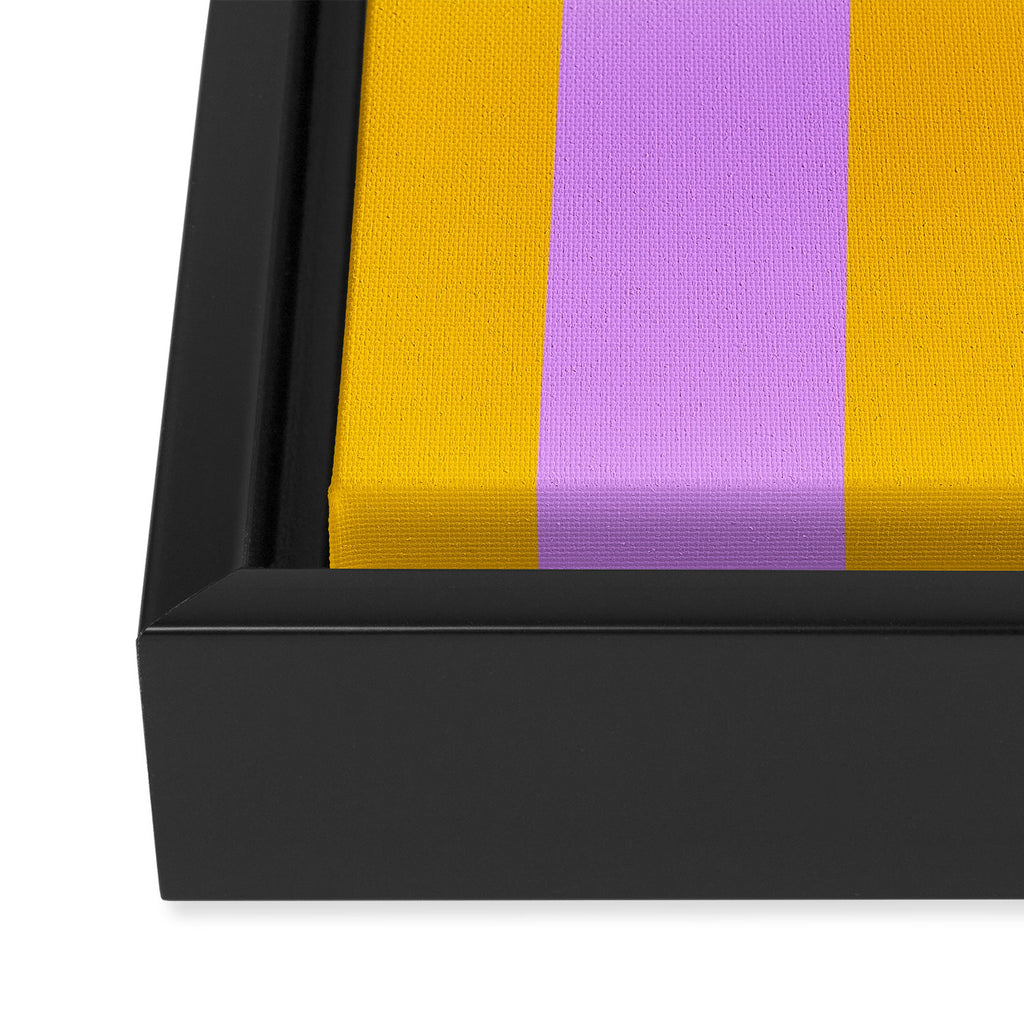 Sunny yellow and purple stripes Framed Canvas Print Gallery Image 3