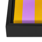 Sunny yellow and purple stripes Framed Canvas Print Gallery Image 3