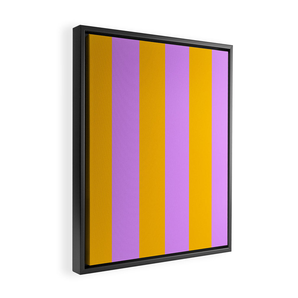 Sunny yellow and purple stripes Framed Canvas Print Gallery Image 2