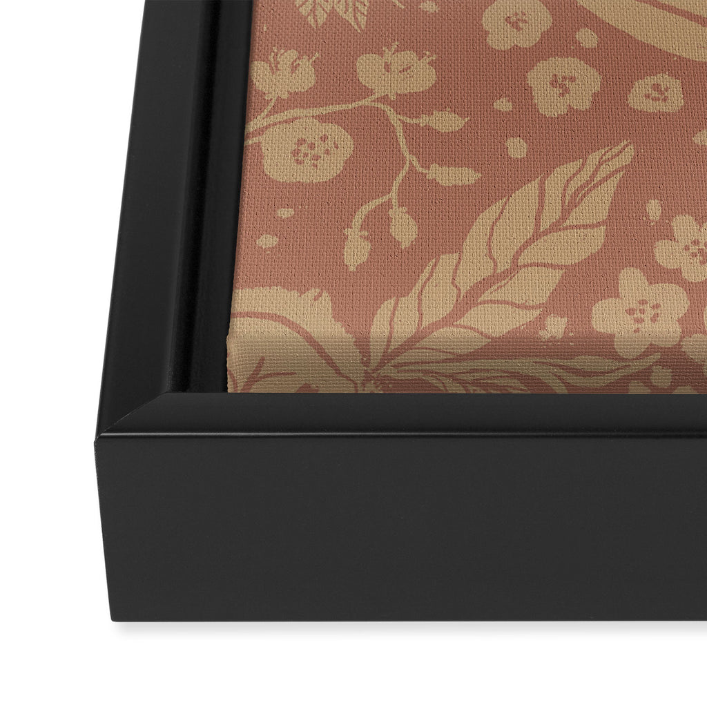 Terracotta and Golden Floral Pattern   Framed Canvas Print Gallery Image 3