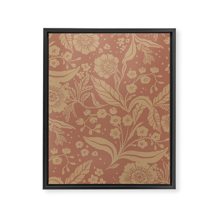 Terracotta and Golden Floral Pattern   Framed Canvas Print Gallery Image 1