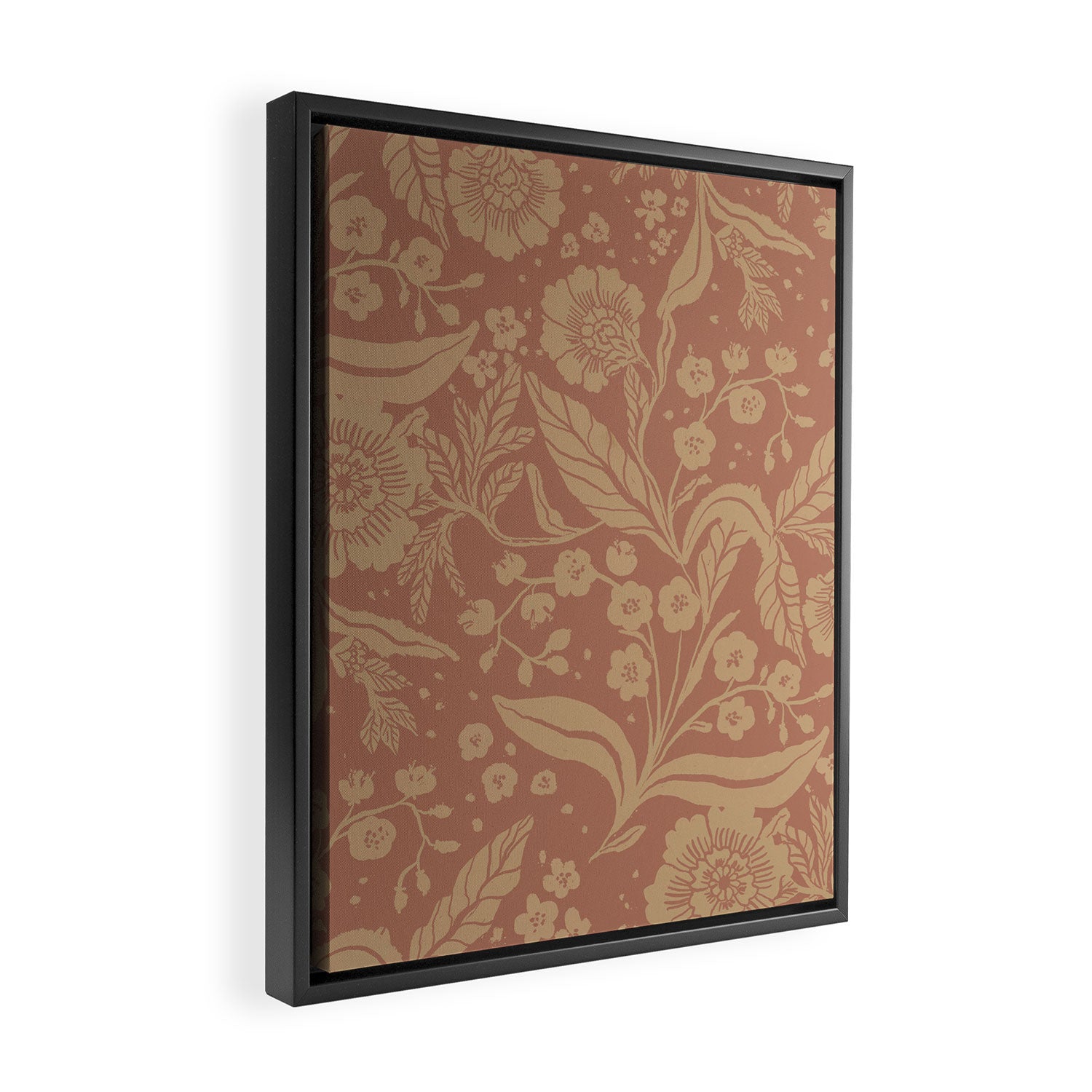 Terracotta and Golden Floral Pattern   Framed Canvas Print Gallery Image 2