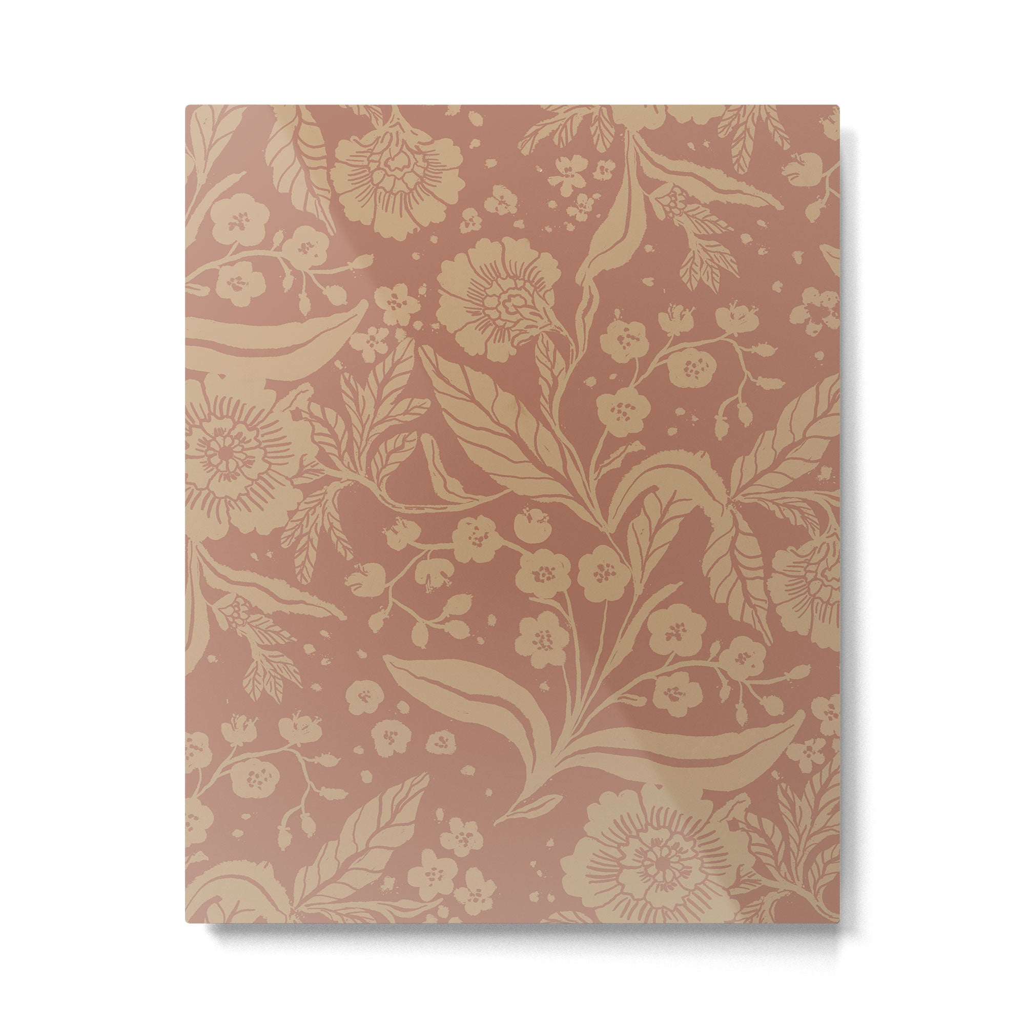 Terracotta and Golden Floral Pattern   Metal Print Gallery Image 6