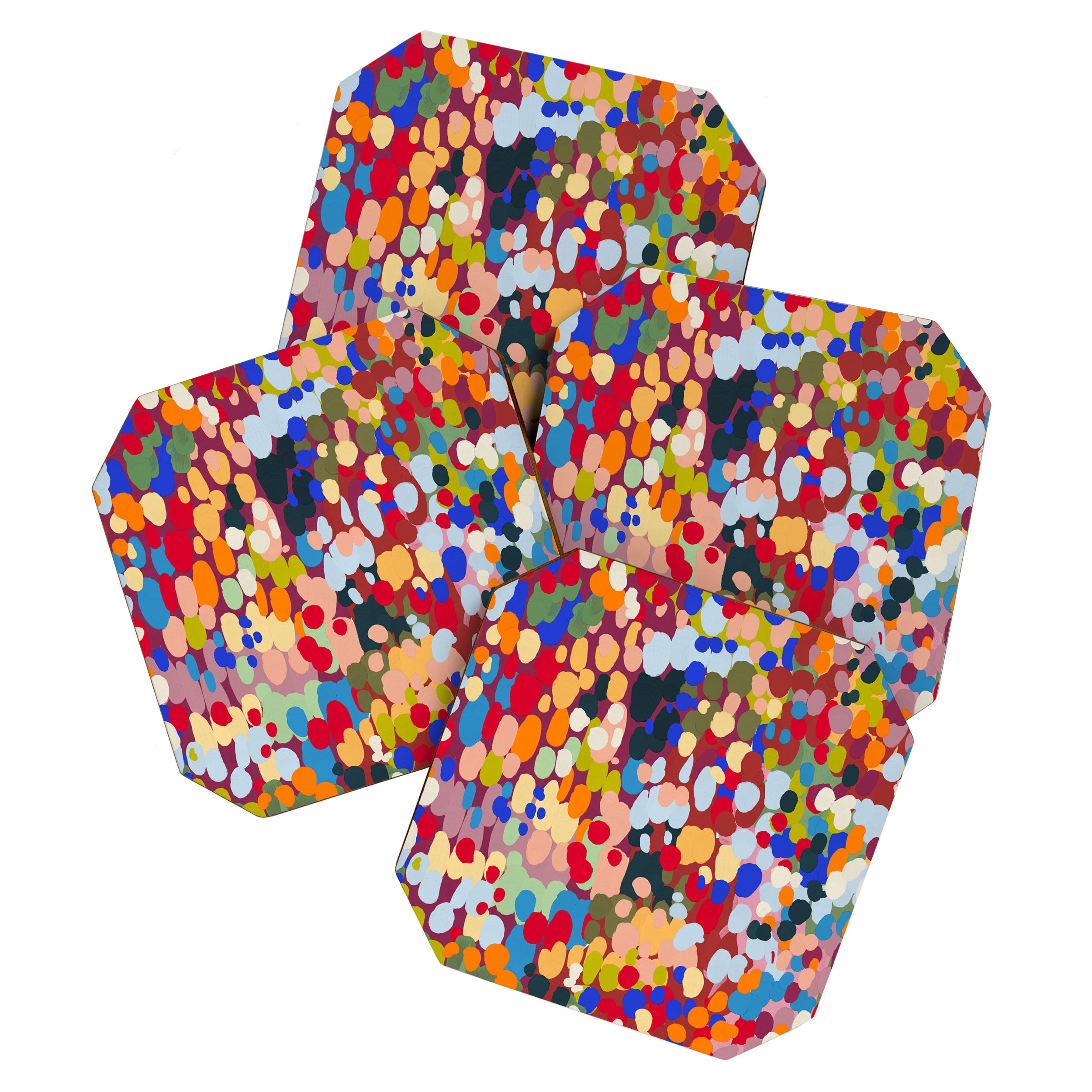 Vibrant Abstract Dots Art Print - Bold Multicolor Modern Design Coaster Gallery Image 1