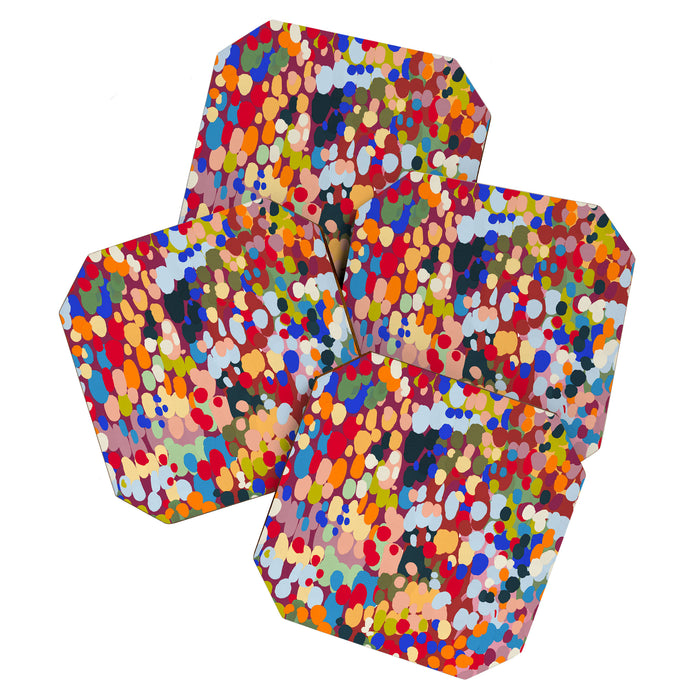 Vibrant Abstract Dots Art Print - Bold Multicolor Modern Design Coaster Gallery Image 1