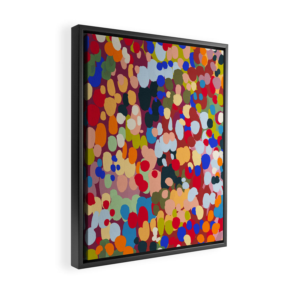 Vibrant Abstract Dots Art Print - Bold Multicolor Modern Design Framed Canvas Print Gallery Image 2