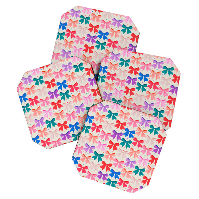 Vibrant Bow Pattern  A Playful and Colorful Design Coaster Gallery Image 1