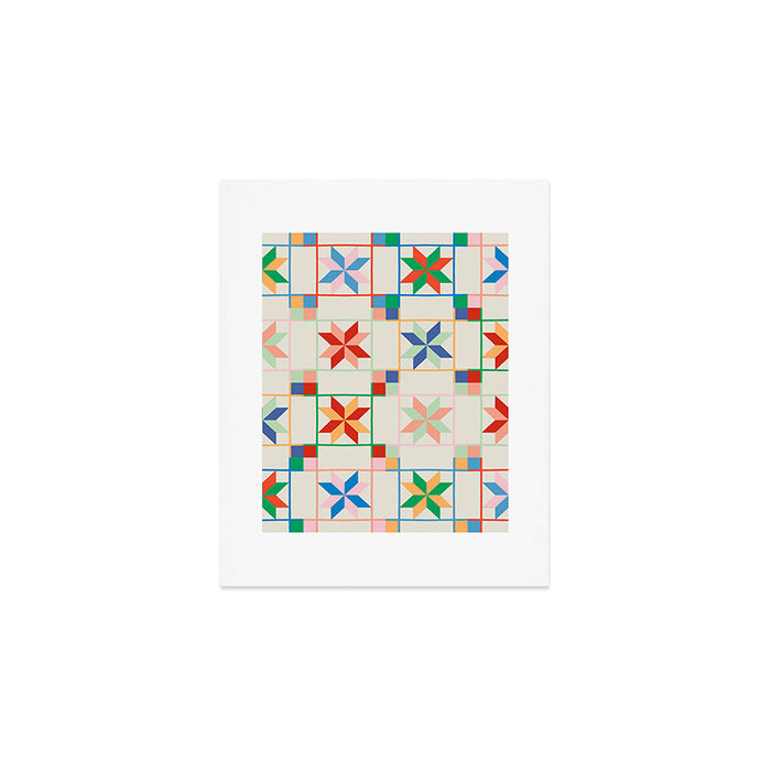 Vibrant  Colorful Star Quilt Pattern Art Print Gallery Image 1