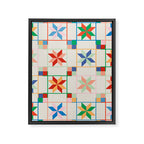 Vibrant  Colorful Star Quilt Pattern Framed Canvas Print Gallery Image 8