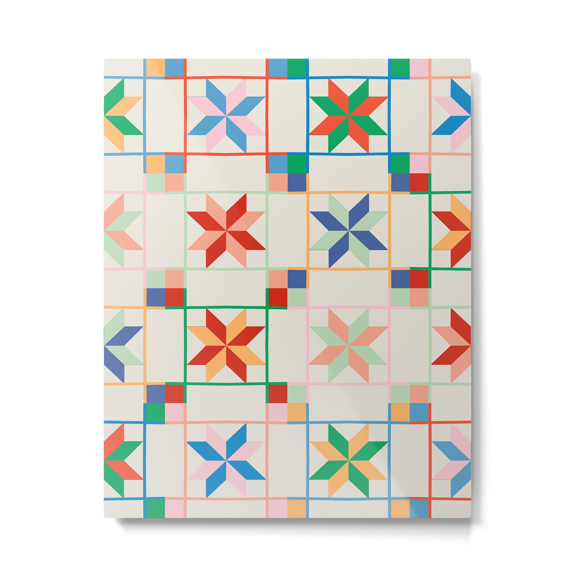 Vibrant  Colorful Star Quilt Pattern Metal Print Gallery Image 6