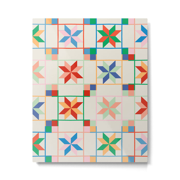 Vibrant  Colorful Star Quilt Pattern Metal Print Gallery Image 1