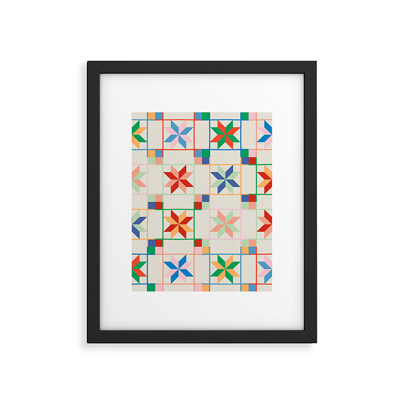 Vibrant  Colorful Star Quilt Pattern Framed Art Print Gallery Image 4