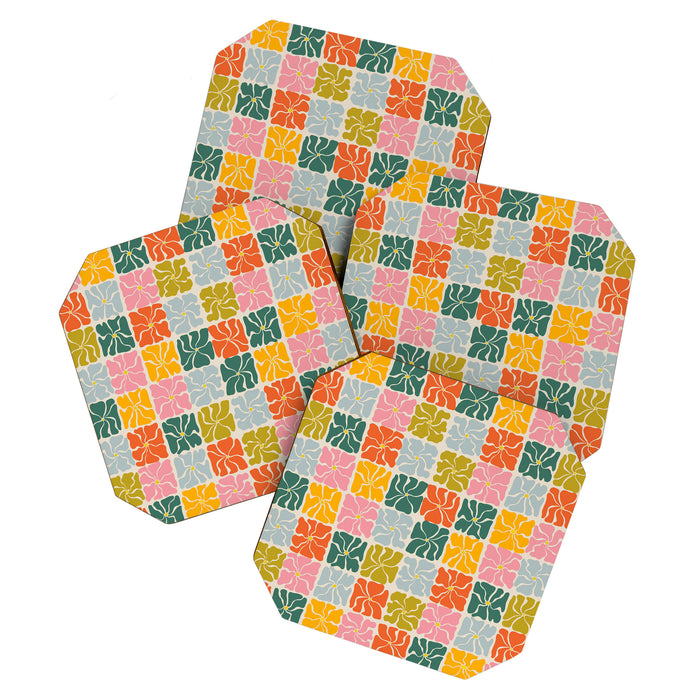 Vibrant Floral Quilt Pattern Coaster Gallery Image 1