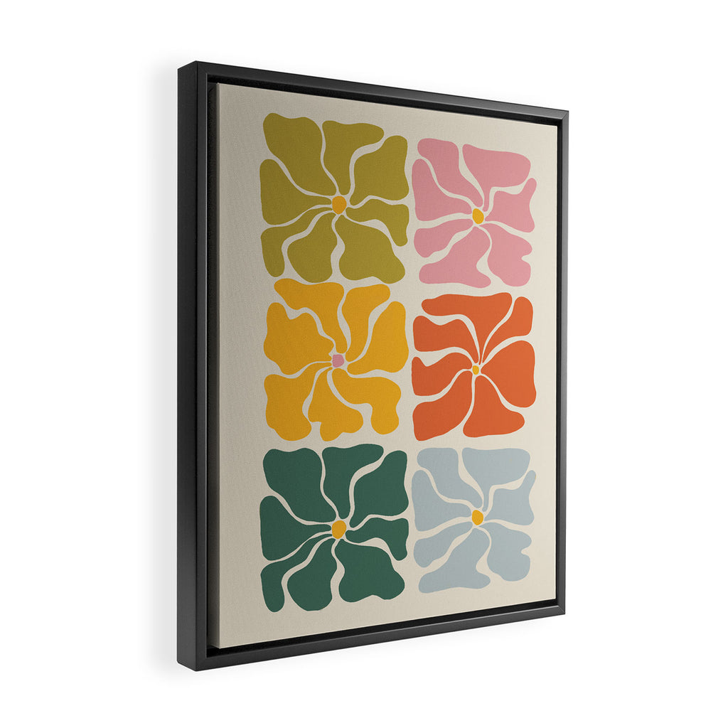 Vibrant Floral Quilt Pattern Framed Canvas Print Gallery Image 2