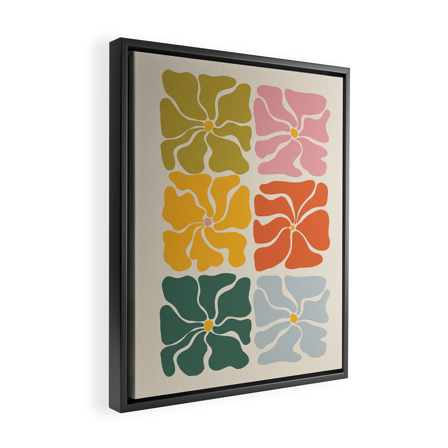 Vibrant Floral Quilt Pattern Framed Canvas Print Gallery Image 2