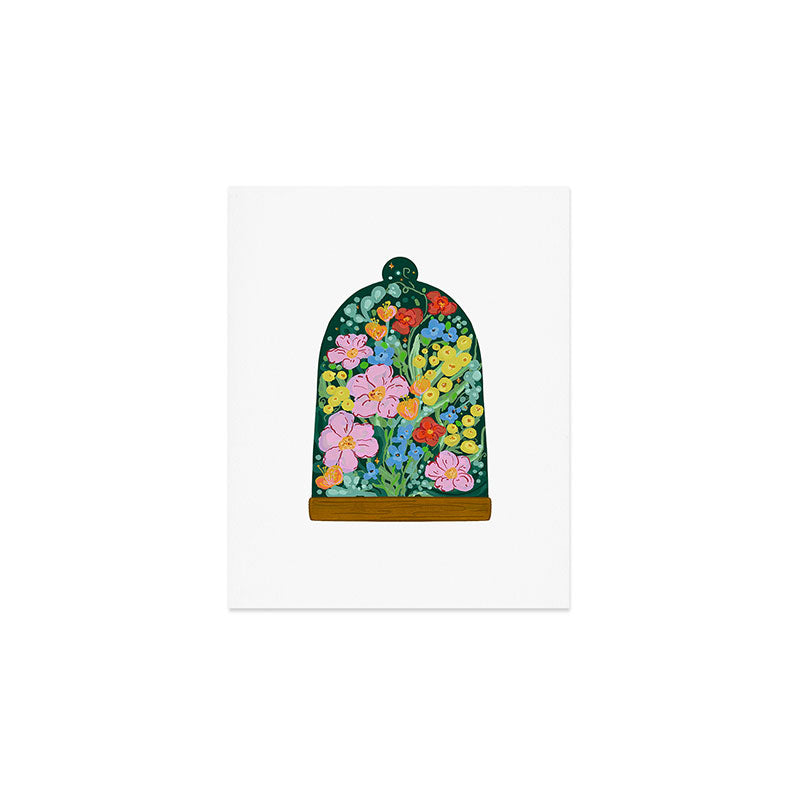 Vibrant Floral Terrarium Illustration Art Print Gallery Image 1