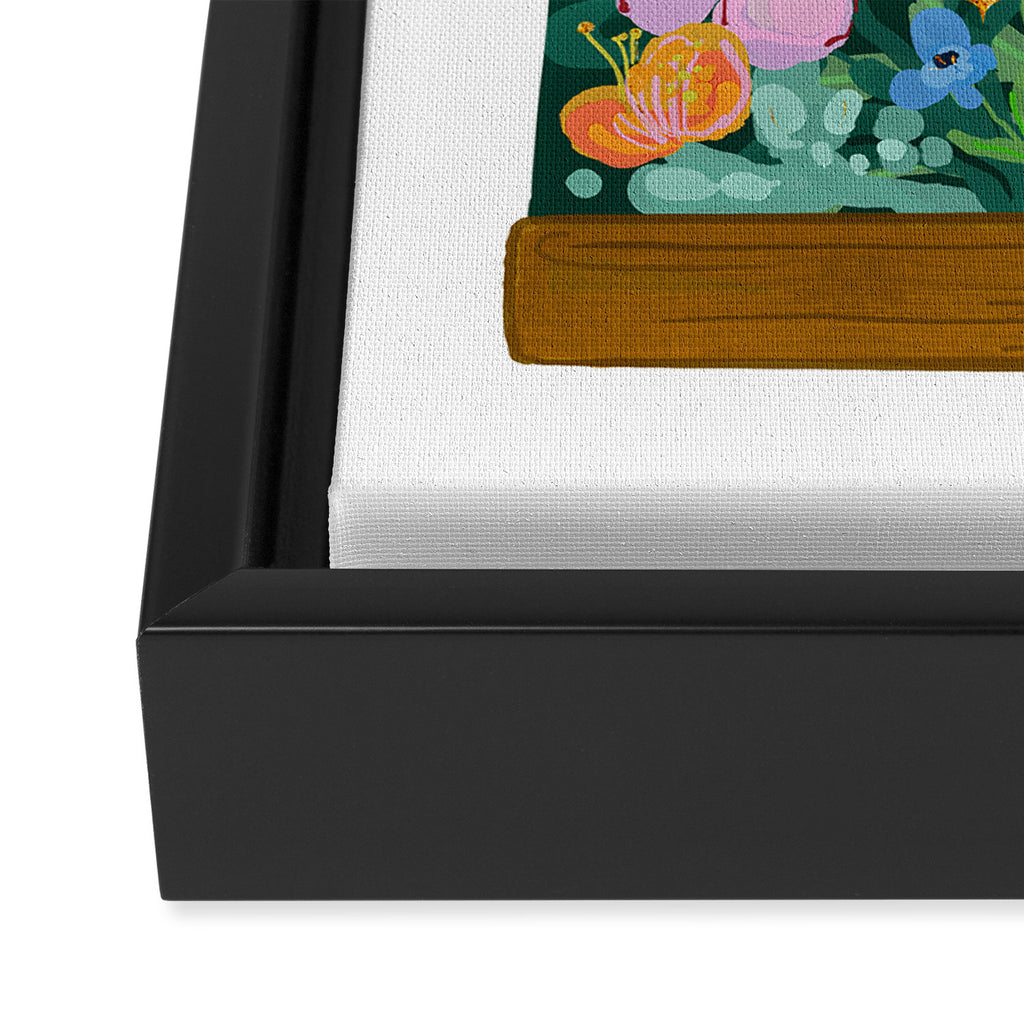 Vibrant Floral Terrarium Illustration Framed Canvas Print Gallery Image 3