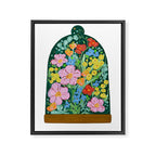 Vibrant Floral Terrarium Illustration Framed Canvas Print Gallery Image 6
