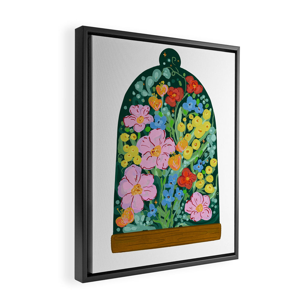 Vibrant Floral Terrarium Illustration Framed Canvas Print Gallery Image 2